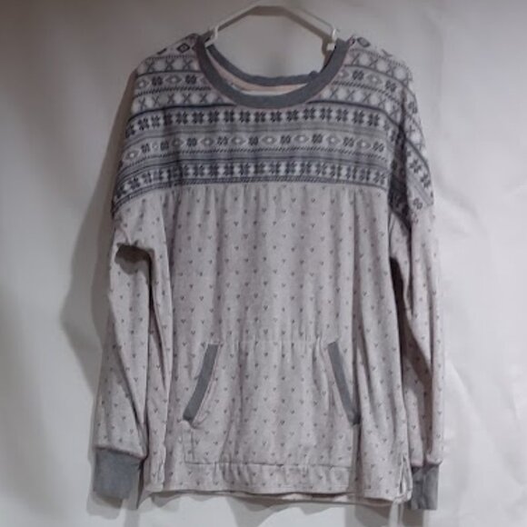 SIMPLY VERA SUPER SOFT LOUNGEWEAR SWEATSHIRT KANGAROO POUCH WINTER PRINT SIZE L - Picture 1 of 12